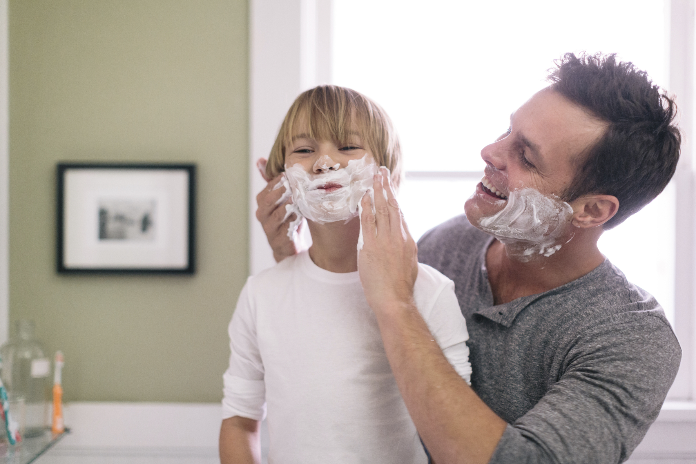 father son shaving