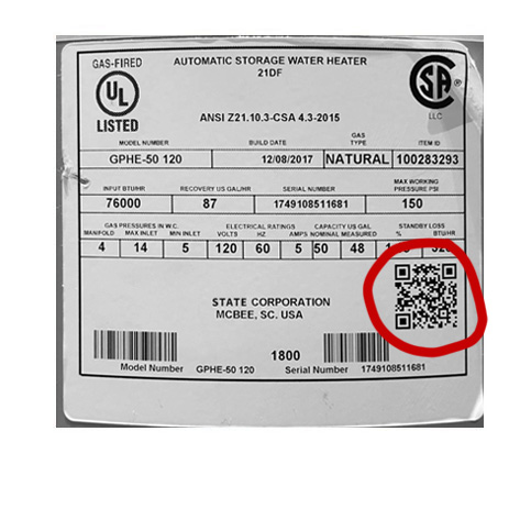 screenshot of a rating plate that has a QR code circled in red.