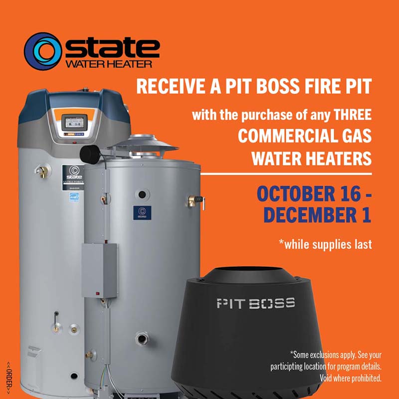 STATE WATER HEATERS ANNOUNCES FOURTH QUARTER PROMOTION WITH PARTICIPATING WHOLESALE PARTNERS